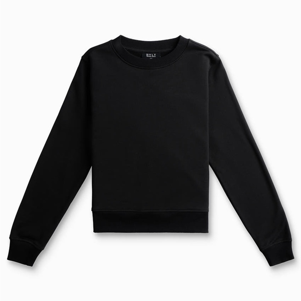 BYLT Women’s Jade Fleece Classic Crew Sweatshirt Black Size XL
